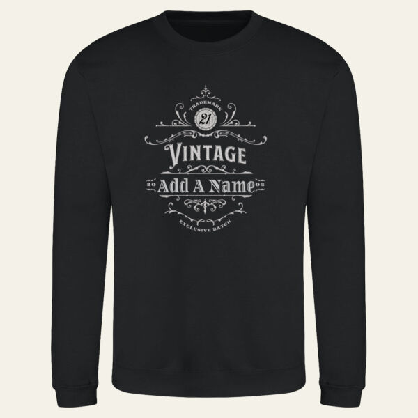 Vintage 21st Birthday Personalised Sweatshirt Thumbnail